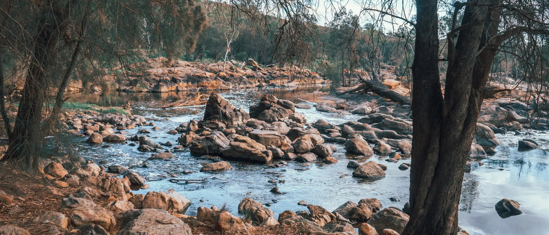The rapids where the Avon and Swan Rivers meet at Bells Rapids, Brigadoon.
