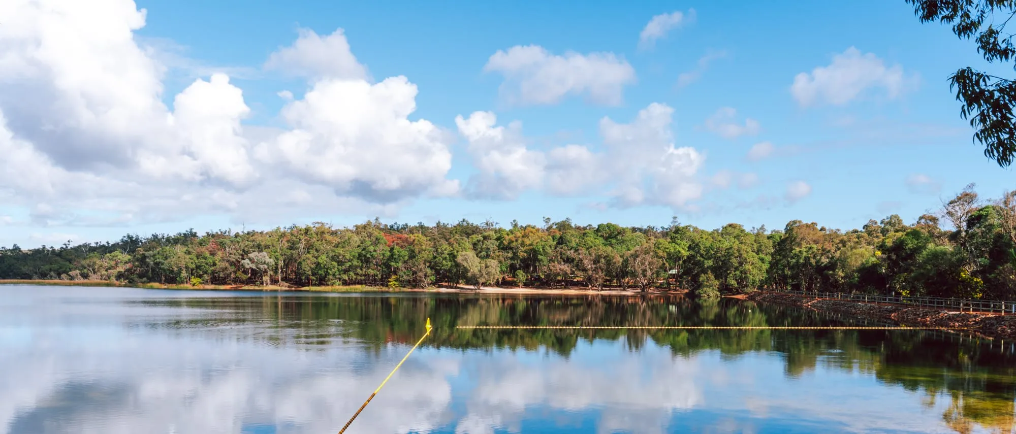 Lake Leschenaultia in the Perth Hills, a favourite spot for picnics, swimming and mountain biking.