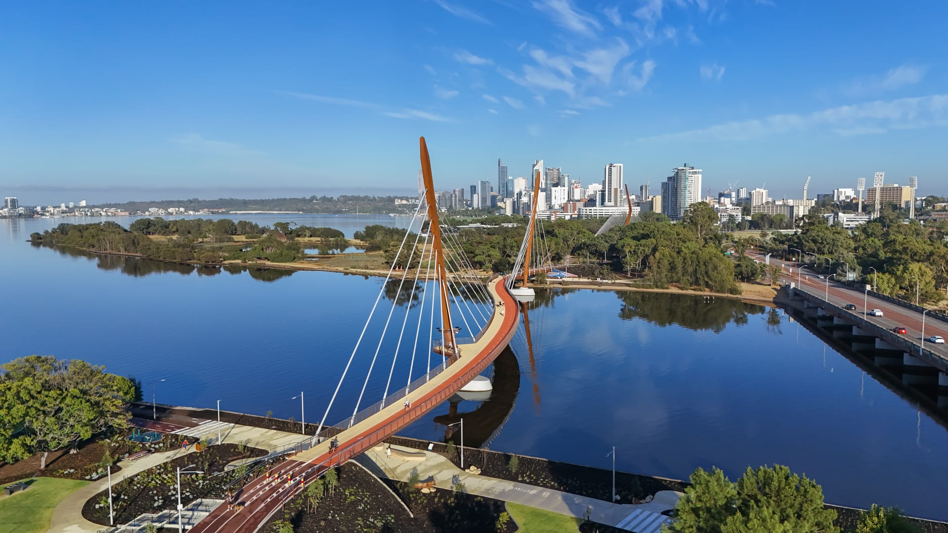Elizabeth Quay bridge over the Swan River, Perth